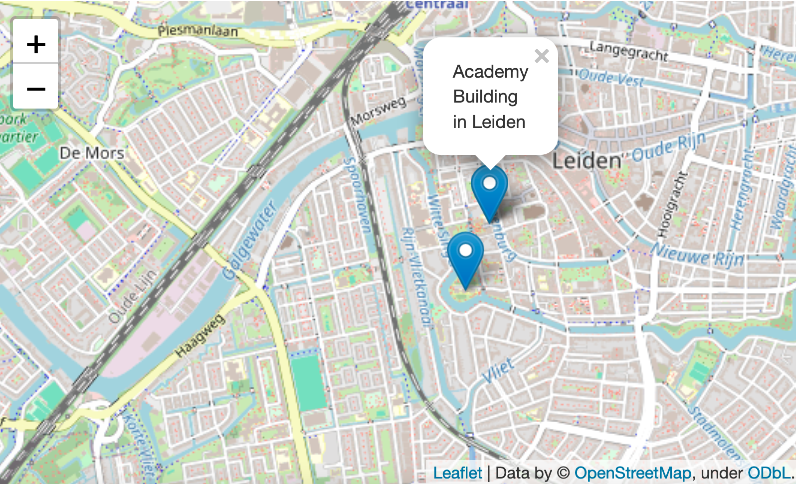 Leaflet map with markers